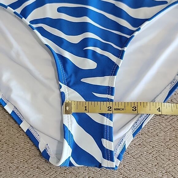 Niptuck Blue and White Zebra Print Bikini Swimsuit Bottom Size 6 - Picture 11 of 13